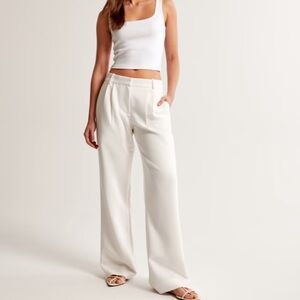 Abercrombie Curve Love A&F Sloane Low Rise Tailored Wide Leg Pant